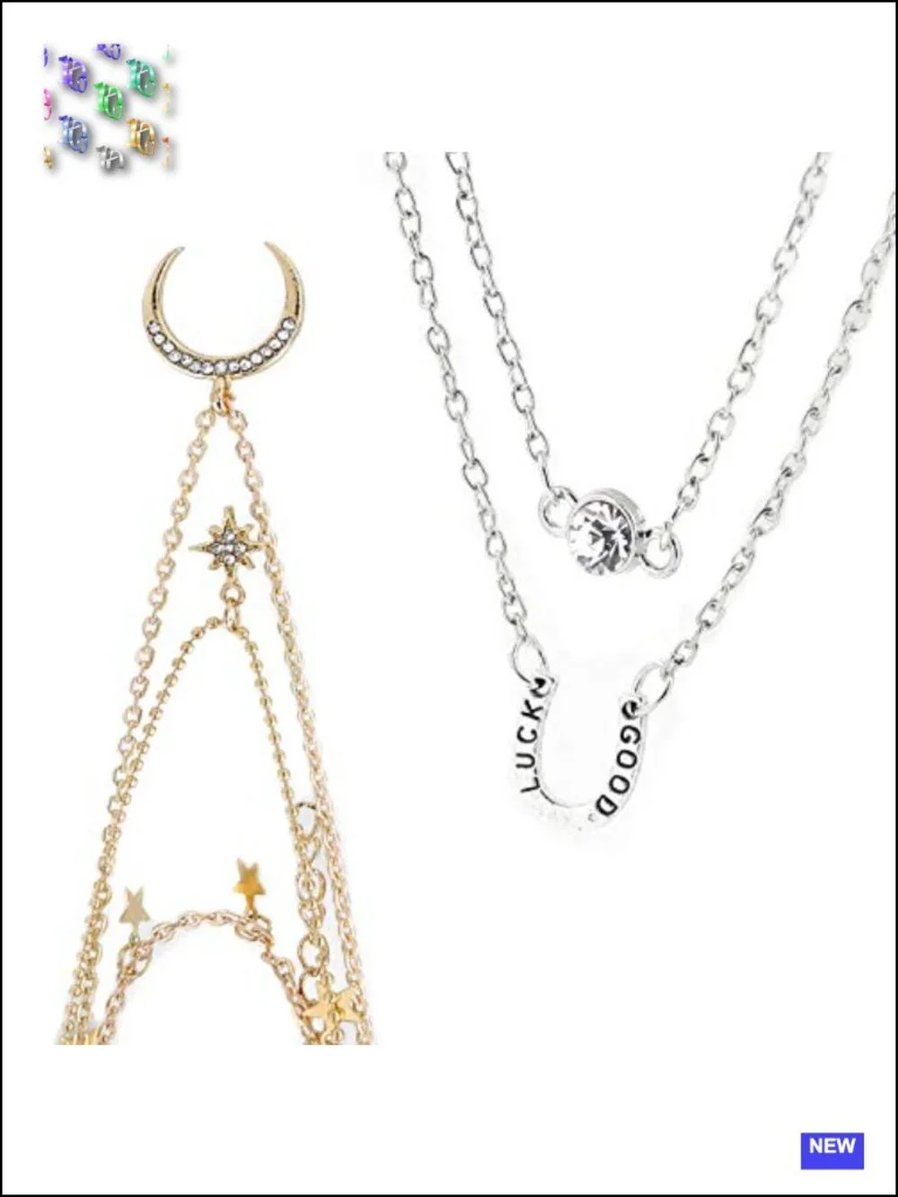 20 Pendant Necklaces, Gold and Silver, Alloy, Fashion Jewelry Set